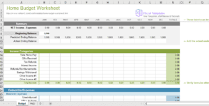 Home Budget Worksheet