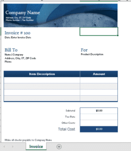 Blue invoice