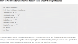 Excel macros code to add Header and Footer
