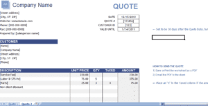 Price quote template