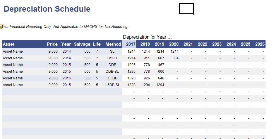 Depreciation Calculator Excel template