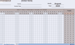 class attendance monthly