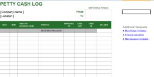 petty cash log