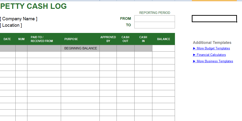 petty cash log