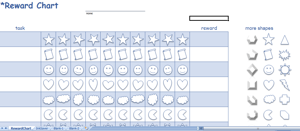 Behaviour reward chart