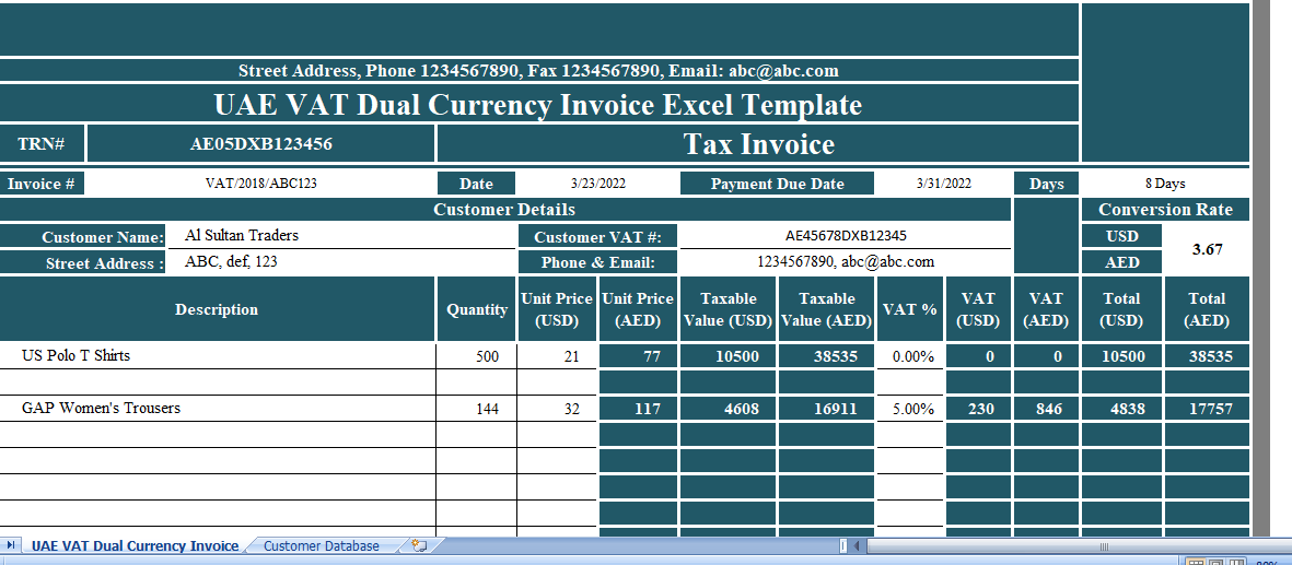 UAE-VAT-Dual-Currency-Invoice