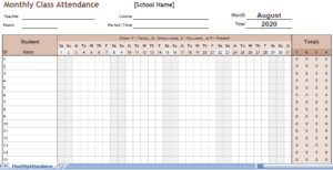 class attendance monthly