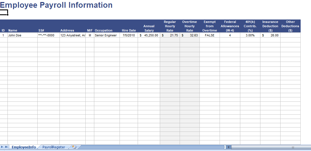 employee payroll information