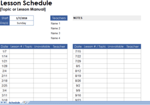 Lesson schedule
