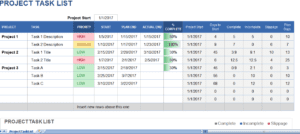 Project Task List with Gantt Chart
