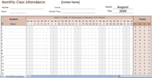 weekly students attendance record