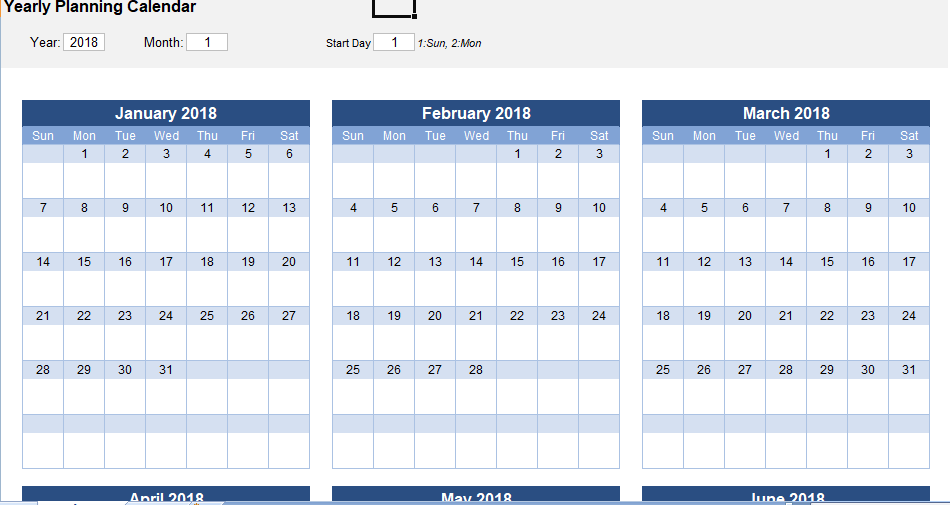 Planning Calendar