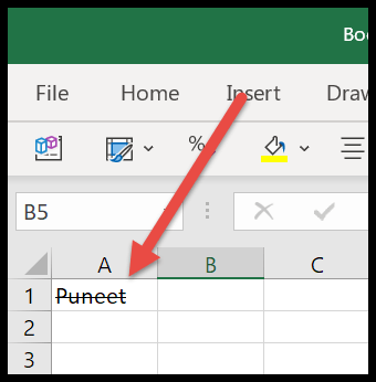 strikethrough in excel