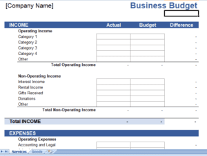 12 months business budget
