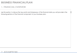 BUSINESS FINANCIAL PLAN
