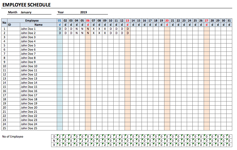 employee schedule