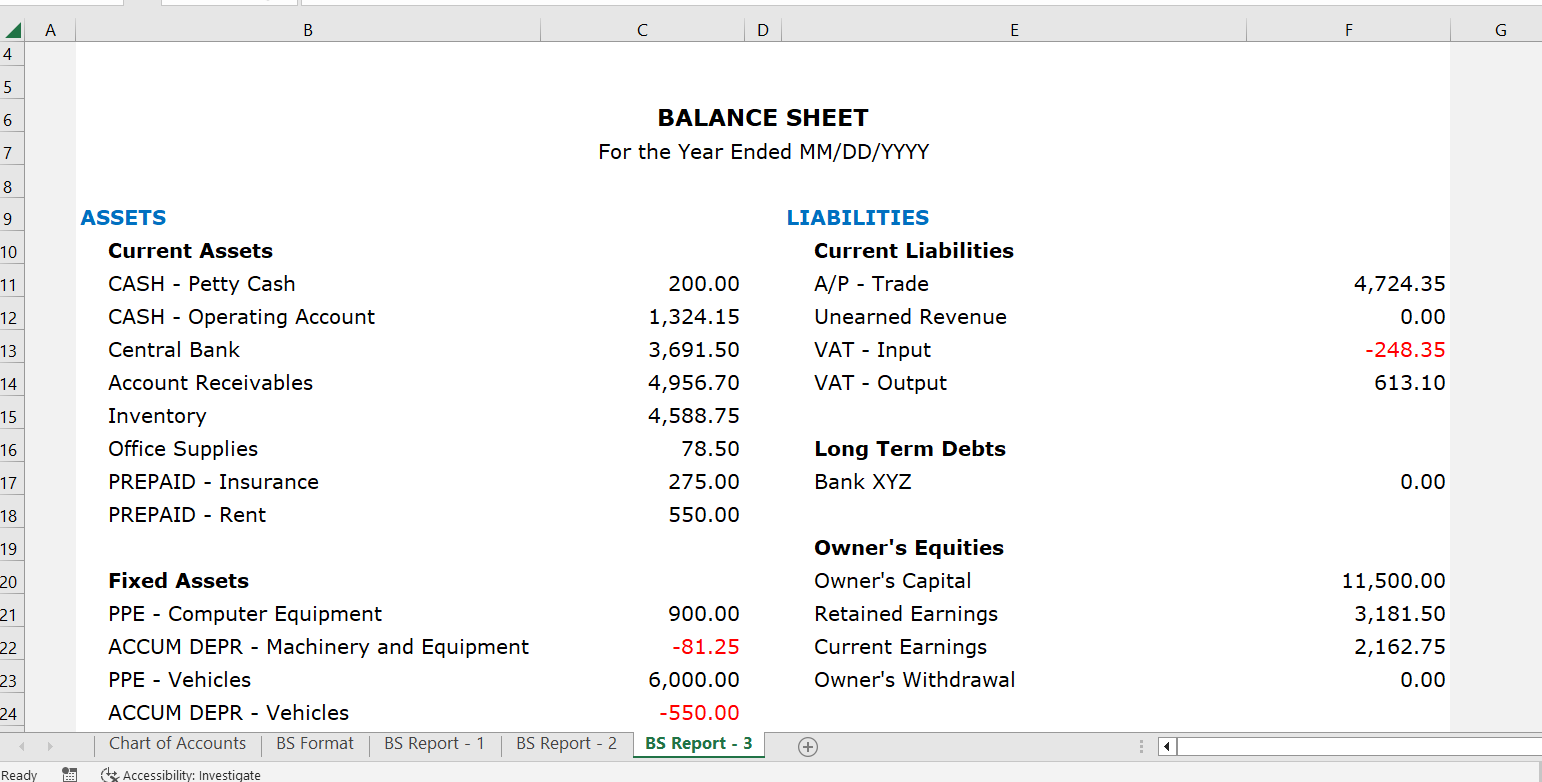 Balance Sheet template