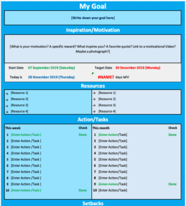 Goal Sheet Template