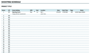 shooting schedule