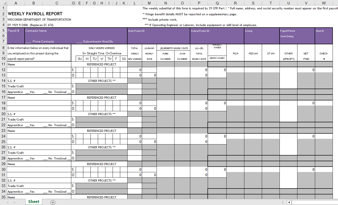 Weekly Paycheck Calculator format in excel