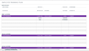 Employee training plan template in excel