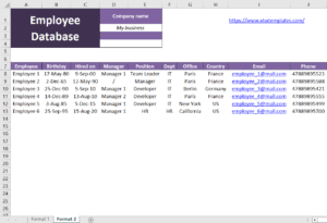 download excel template for employee database maintenance