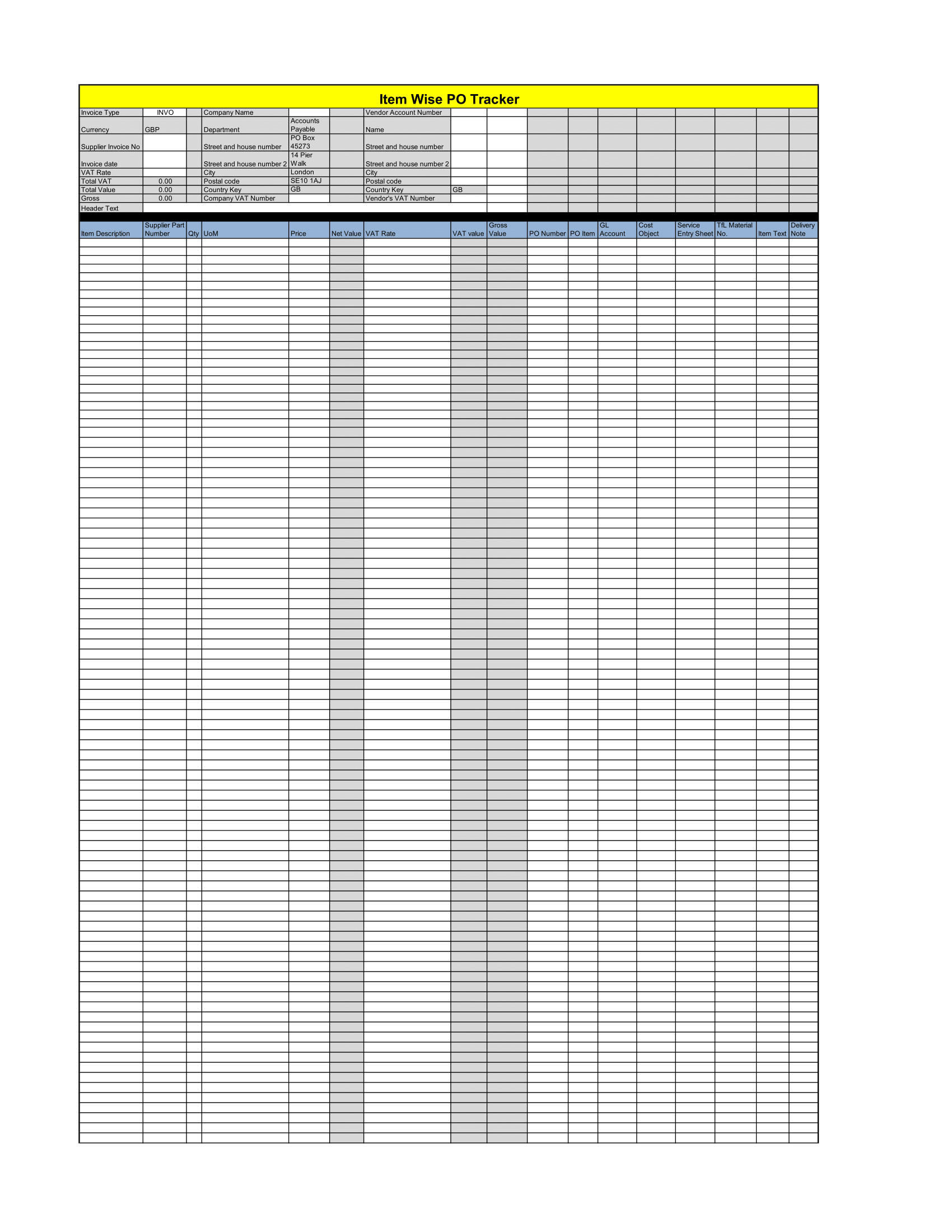Item Wise PO Tracker