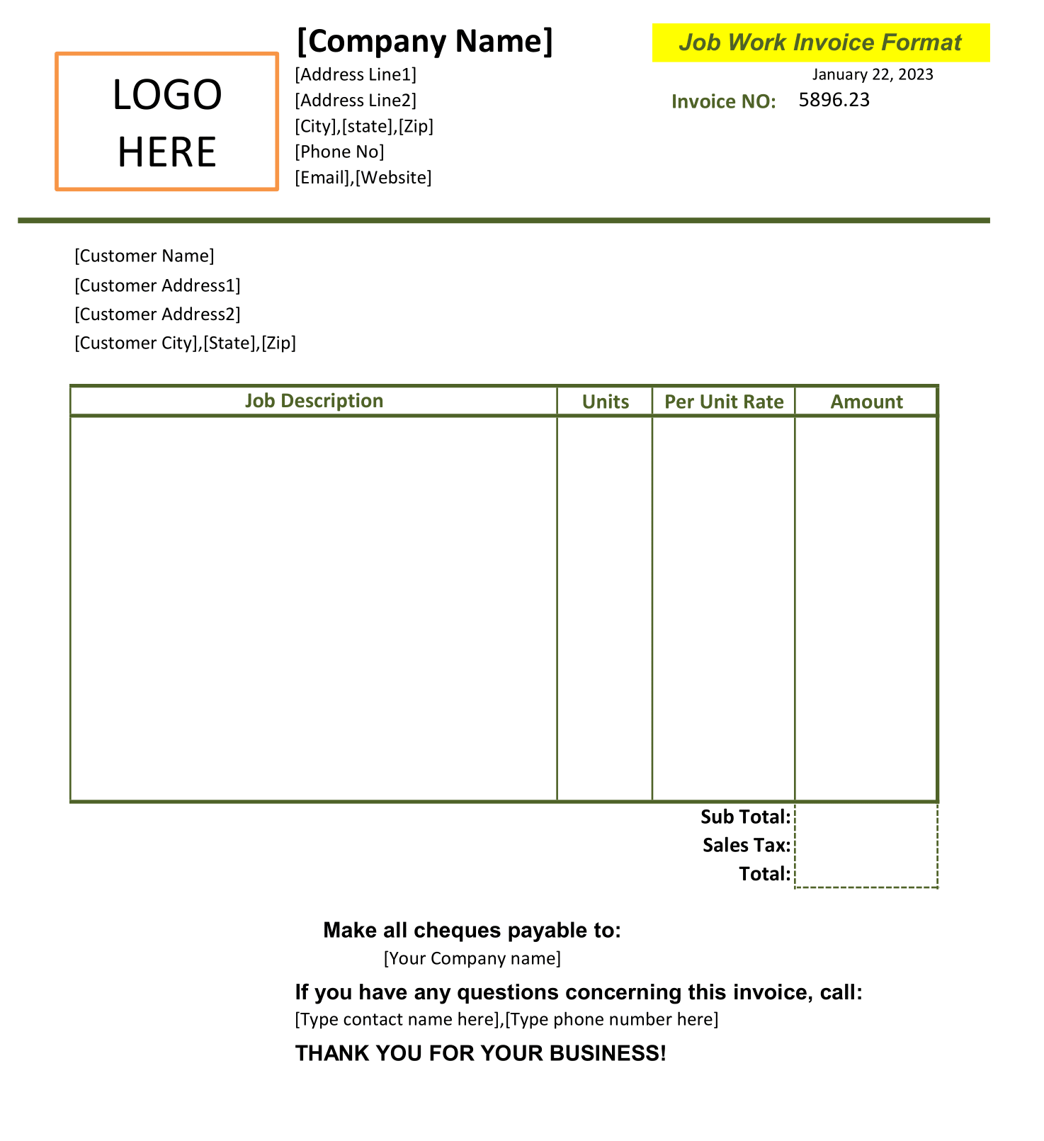 Job Invoice